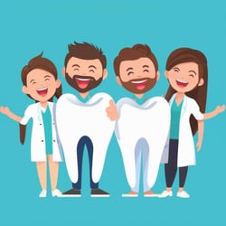 happy dental team graphic with no words