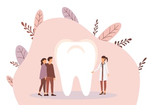 Female Dentist with Two Patients and a Tooth