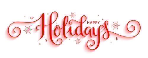 happy holidays red with snowflakes